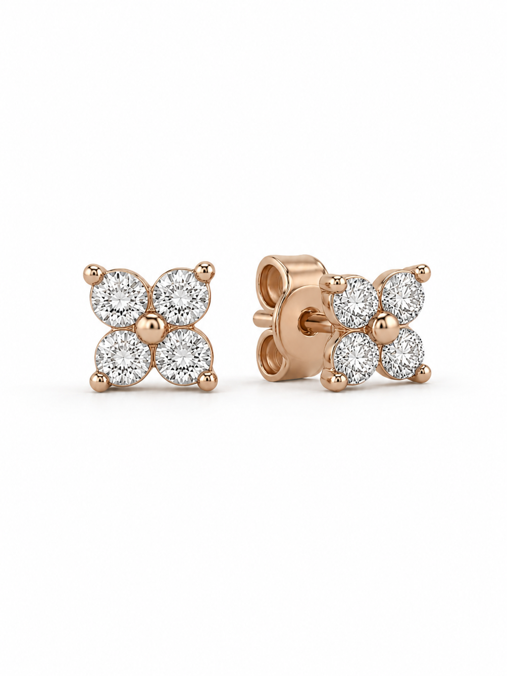 Amaryllia Diamant-Ohrstecker aus Roségold mit floralem Design