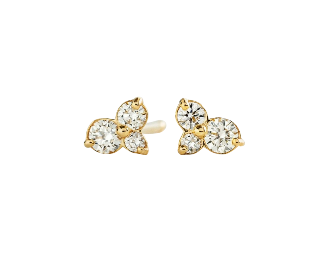 Begonia Diamant-Ohrstecker aus Gold mit floralem Design