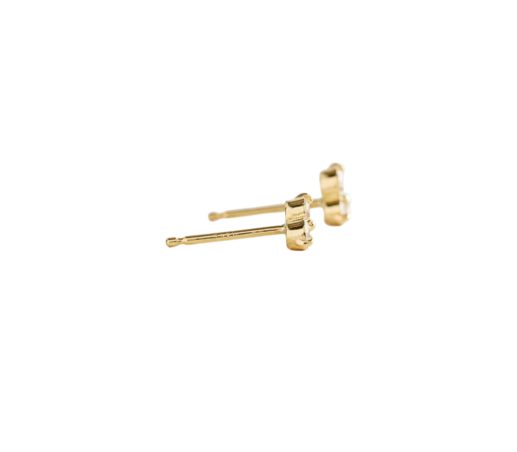 Begonia Diamant-Ohrstecker aus Gold mit floralem Design