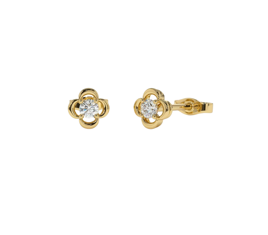 Bellarosa Diamant-Ohrstecker aus Gold mit floralem Design
