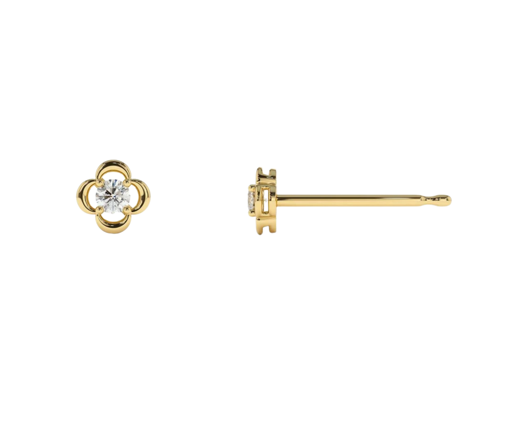 Bellarosa Diamant-Ohrstecker aus Gold mit floralem Design