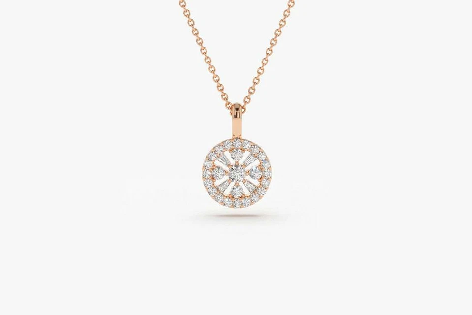 Bellefleur Diamant-Halskette aus Roségold mit floralem Anhänger