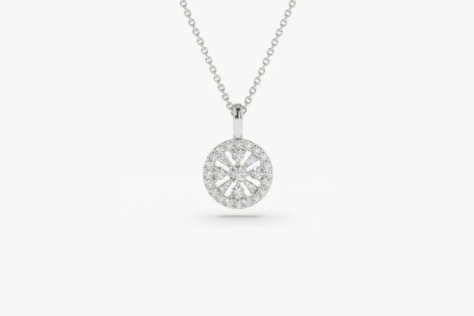 Bellefleur Diamant-Halskette aus Silber mit floralem Anhänger