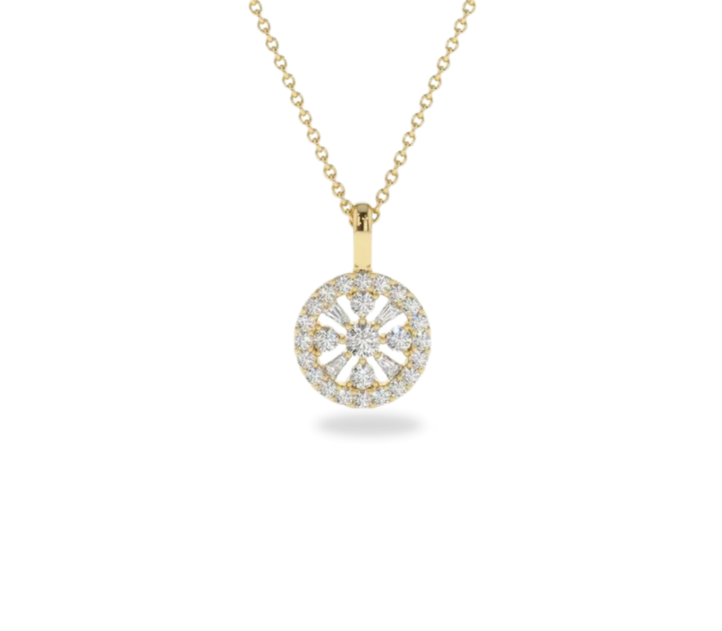 Bellefleur Diamant-Halskette aus Gold mit floralem Anhänger