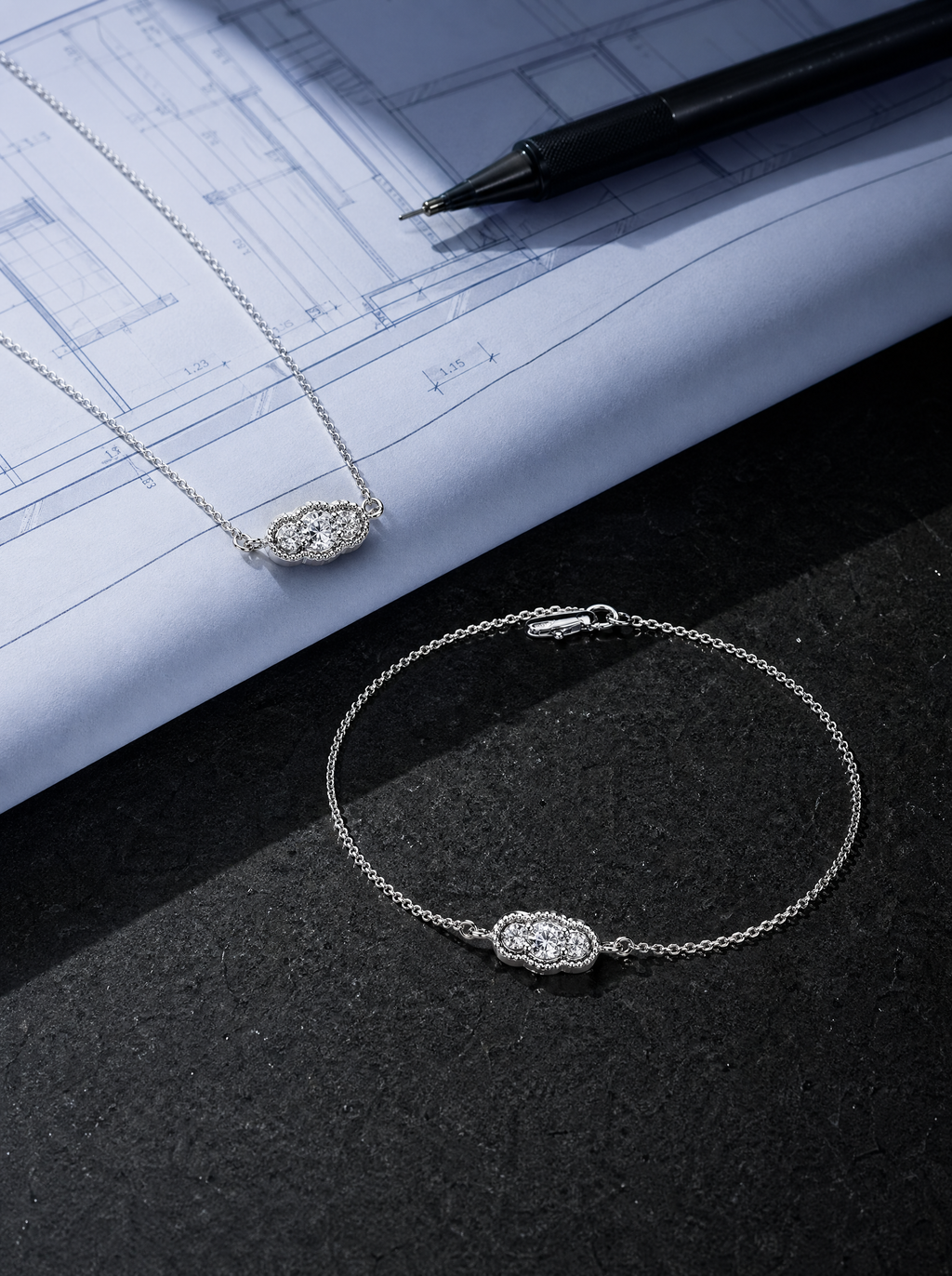 CAMELLIA HARA Schmuckset aus Weißgold mit Diamanten