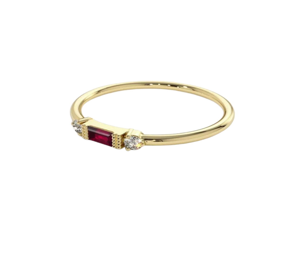 Heliora Rubin-Diamantring aus Gold mit elegantem Design