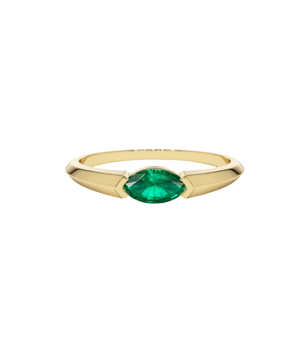 Illustra Smaragd-Diamantring aus Gold mit elegantem Design