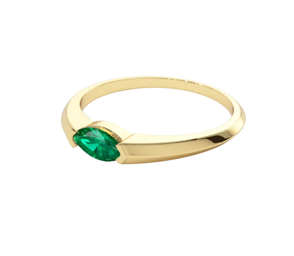 Illustra Smaragd-Diamantring aus Gold mit elegantem Design