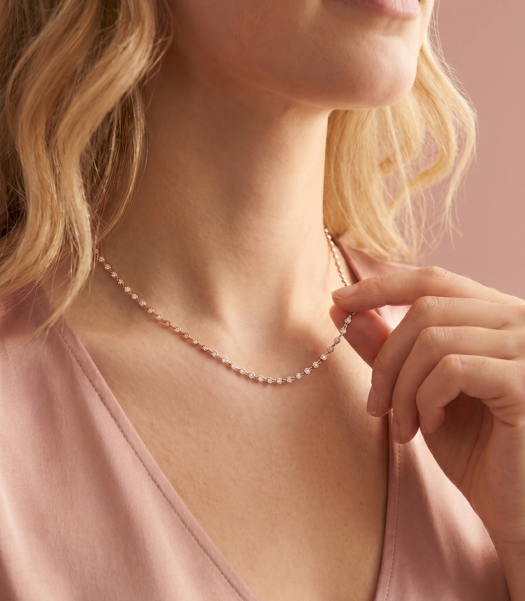 Isara Diamantkette aus Roségold mit elegantem Design