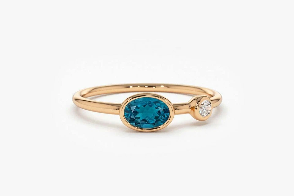Lunelume Topas-Diamantring aus Roségold mit elegantem Design