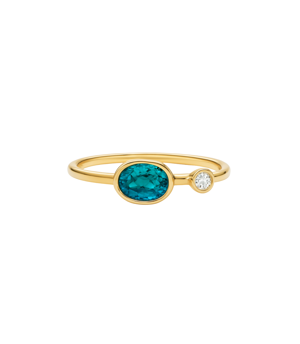 Lunelume Topas-Diamantring aus Gold mit elegantem Design