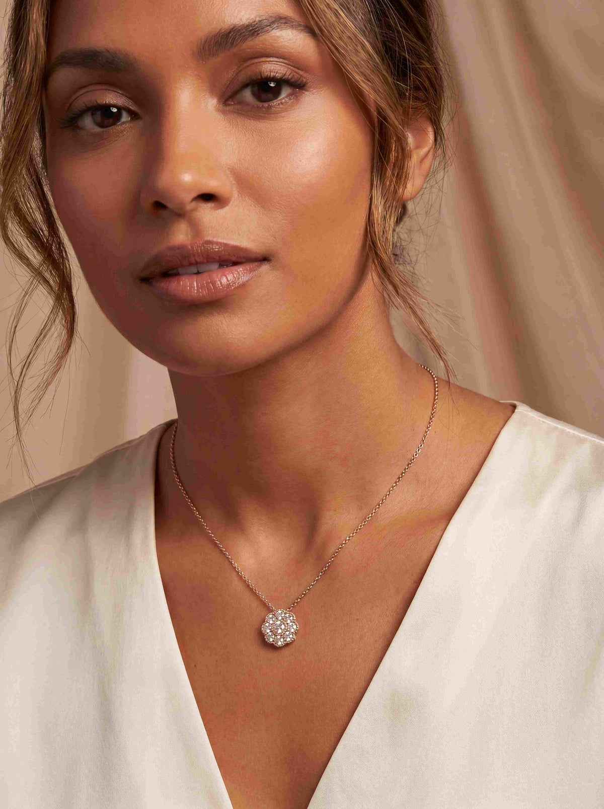 Meliora Diamant-Halskette aus Roségold mit funkelnden Akzenten