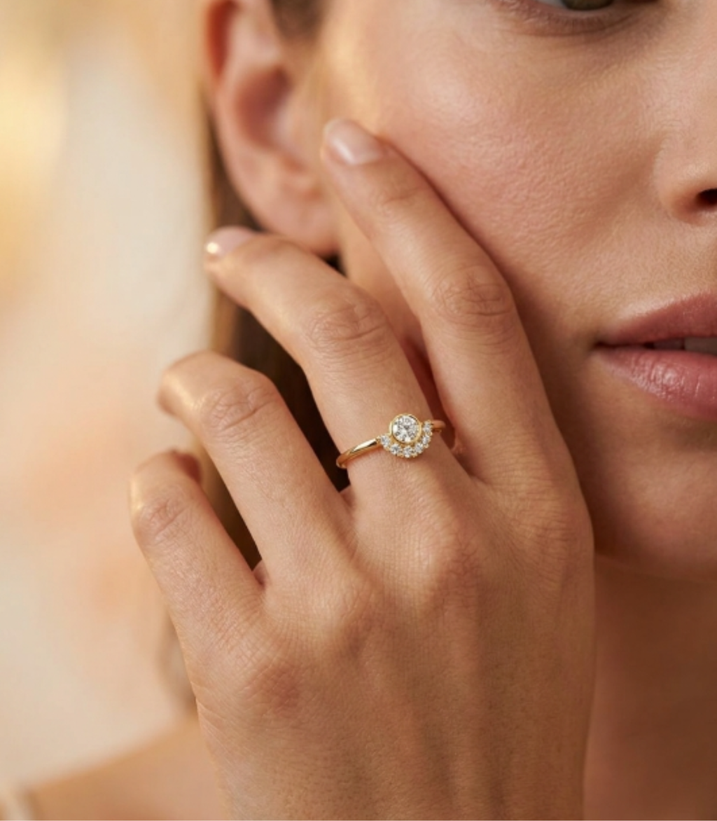 Amorette Diamant-Ring aus Gold mit funkelnden Akzenten