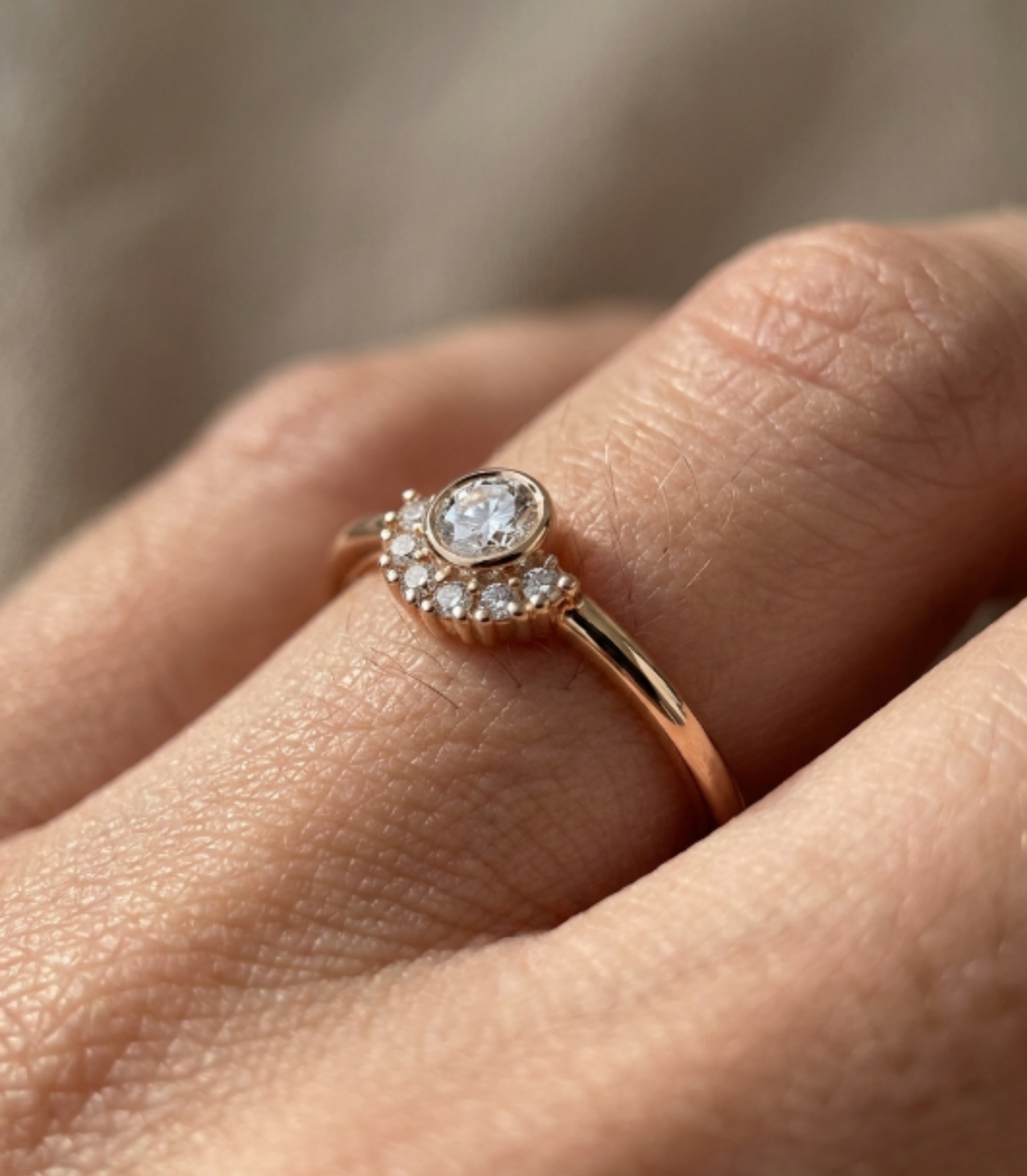Amorette Diamant-Ring aus Roségold mit funkelnden Akzenten