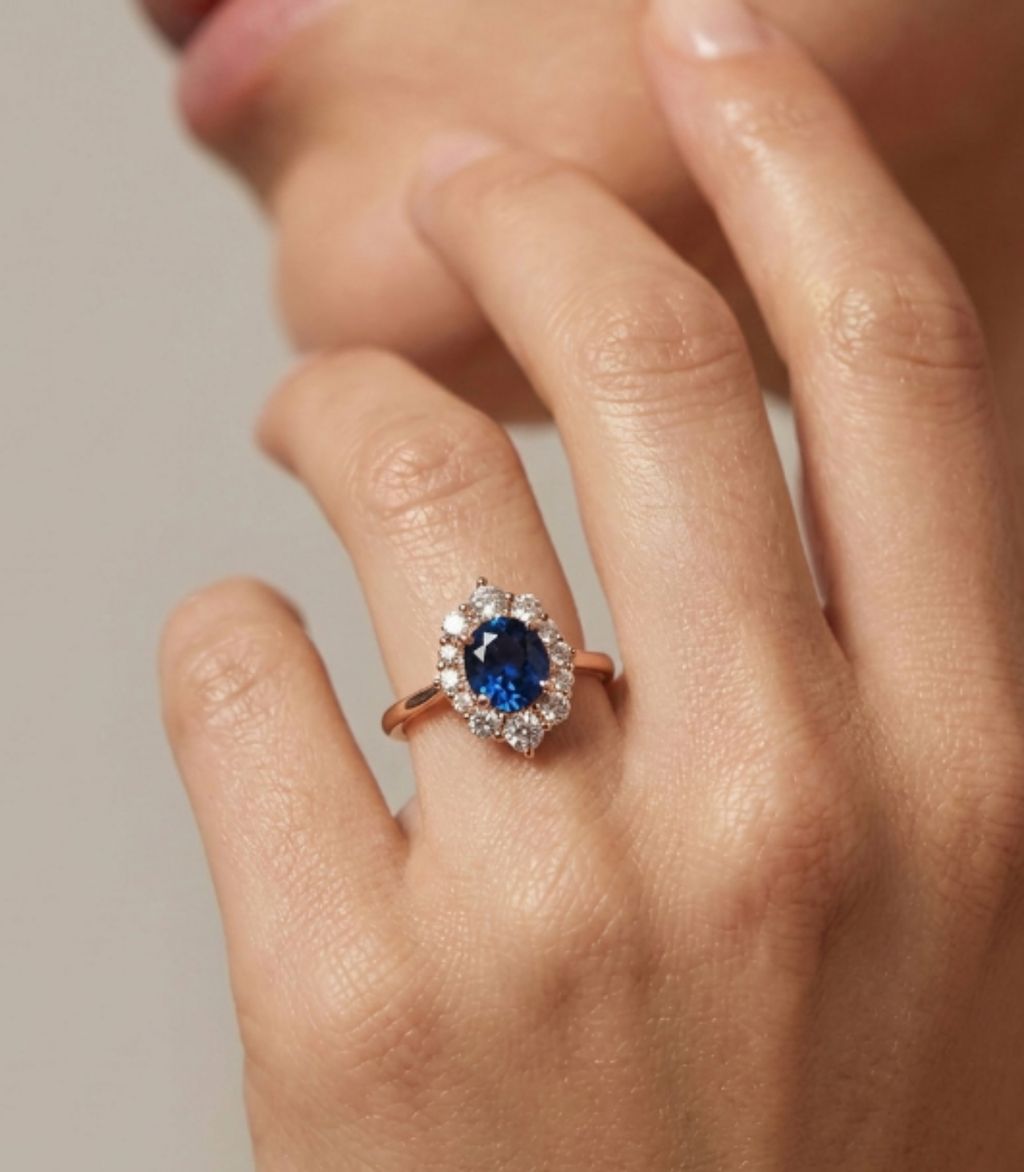 Gloria Saphir-Diamantring aus Roségold mit elegantem Design