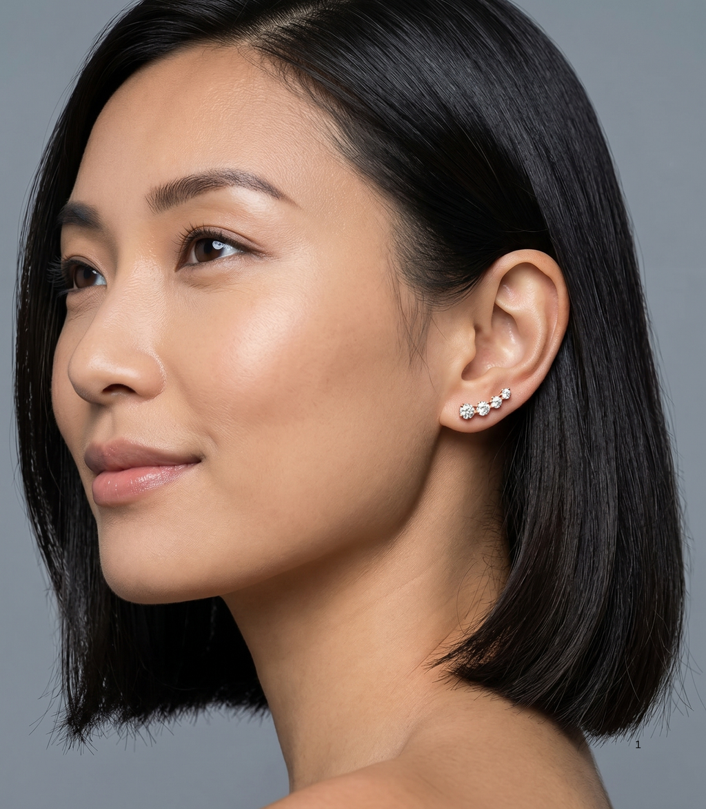 Lyra Diamant-Ohrstecker aus Roségold getragen elegant