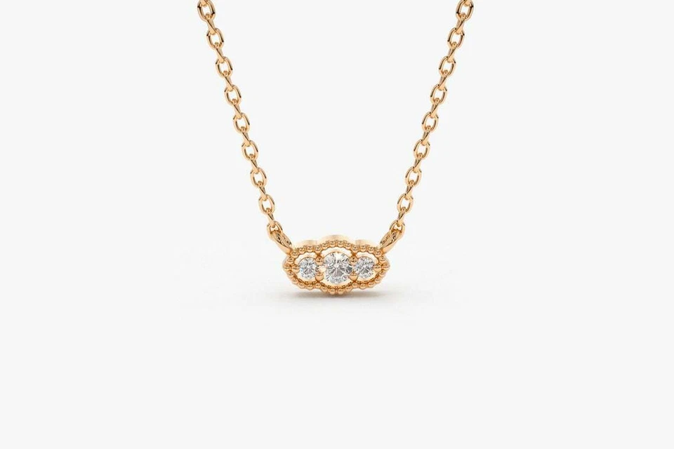 Rosariae Diamant-Halskette aus Roségold mit floralem Anhänger