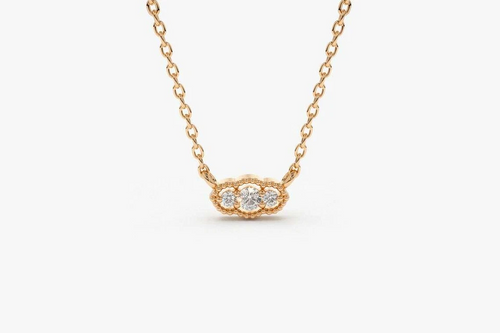 Rosariae Diamant-Halskette aus Roségold mit floralem Anhänger