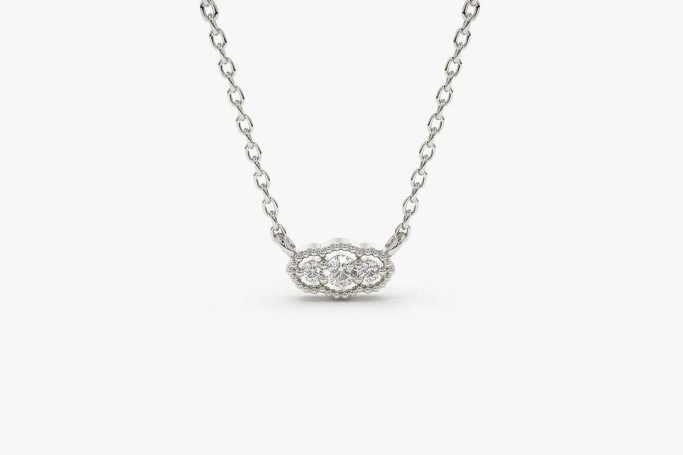 Rosariae Diamant-Halskette aus Silber mit floralem Anhänger