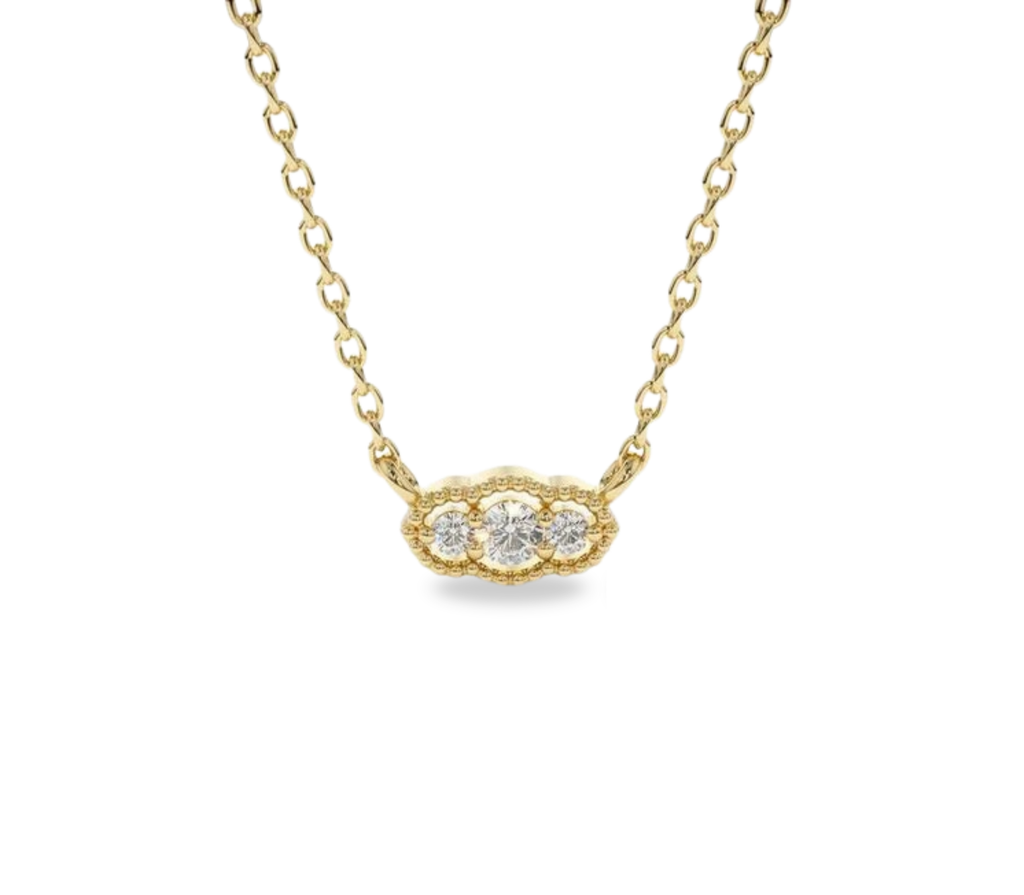 Rosariae Diamant-Halskette aus Gold mit floralem Anhänger