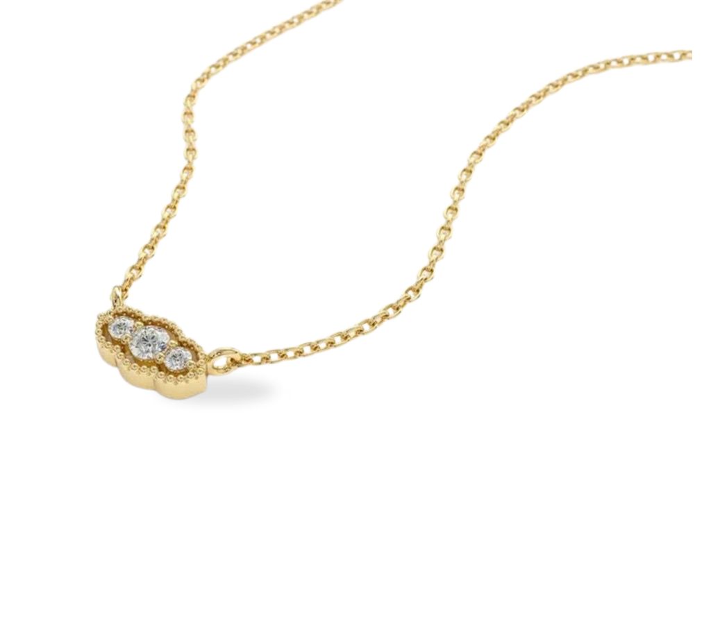 Rosariae Diamant-Halskette aus Gold mit floralem Anhänger