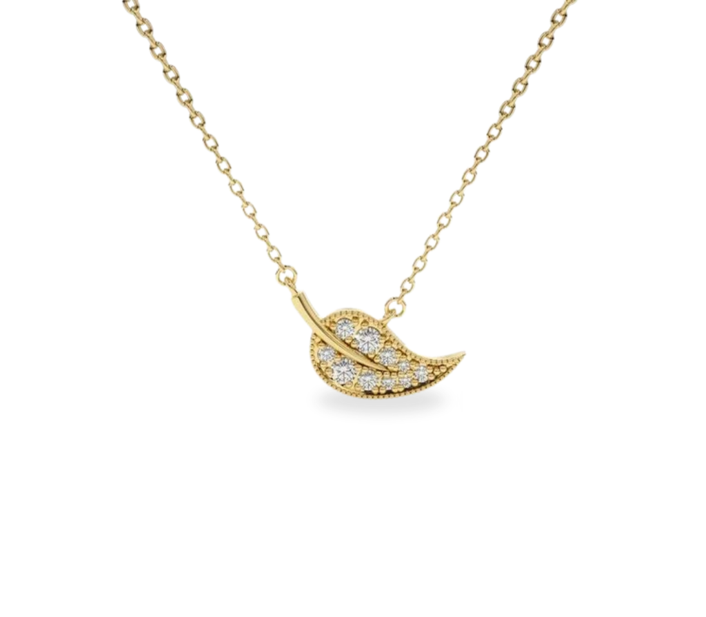 Velours Diamant-Halskette aus Gold mit floralem Anhänger