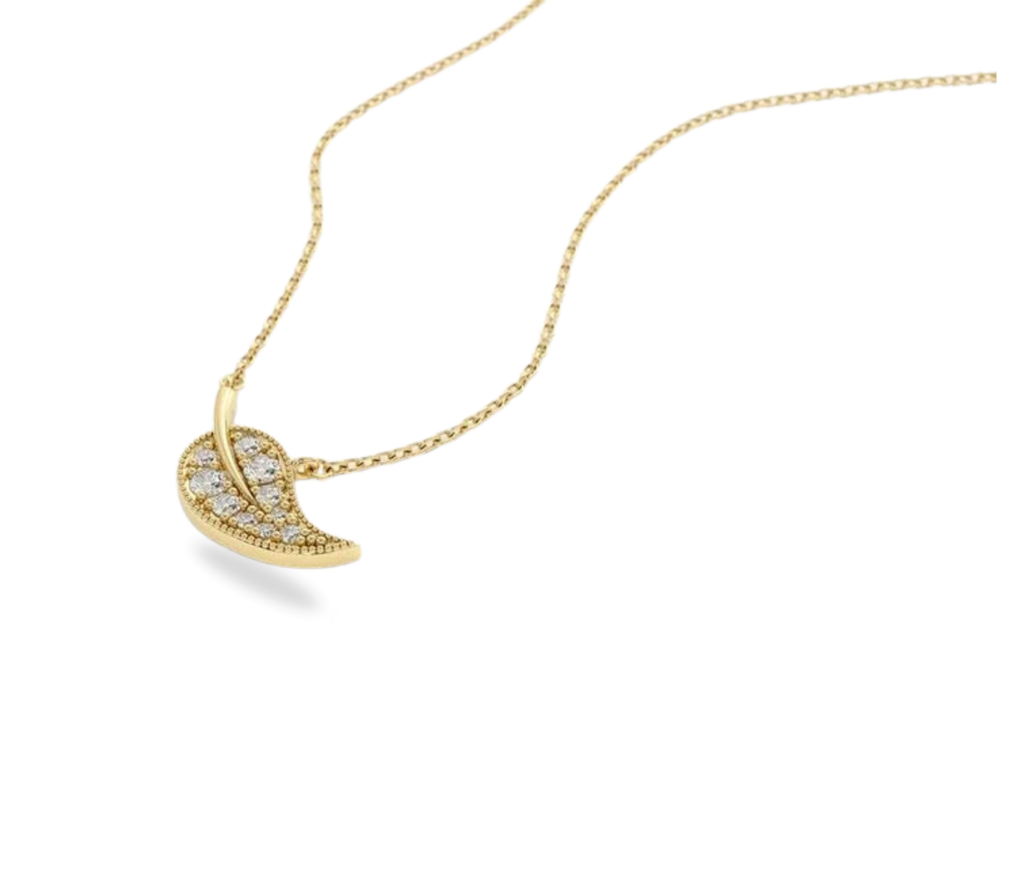 Velours Diamant-Halskette aus Gold mit floralem Anhänger