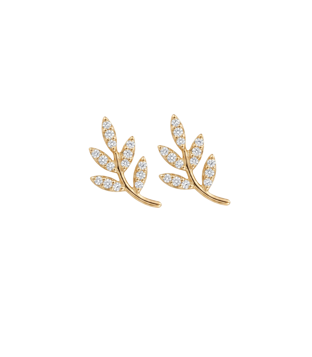 Verdelle Diamant-Ohrstecker aus Gold mit floralem Design