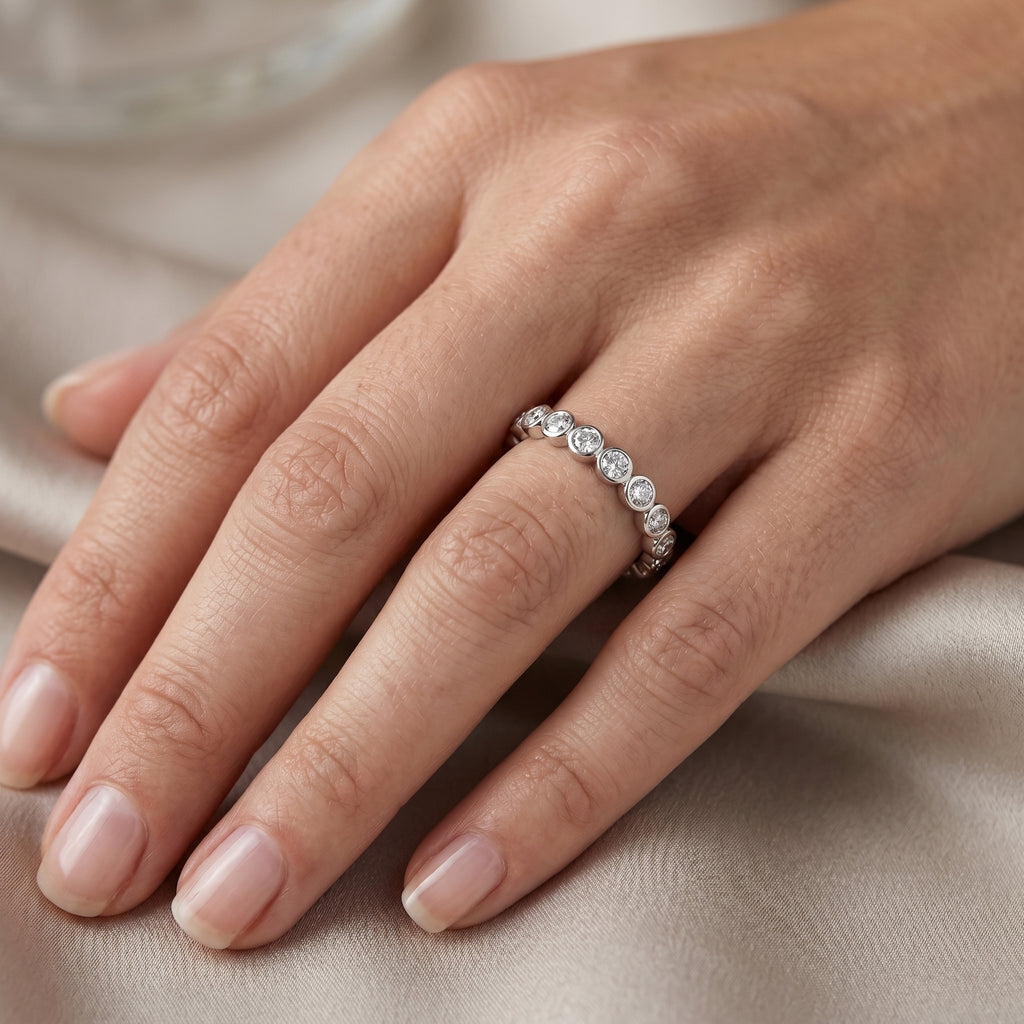 Camellune Diamant-Memory-Ring aus Silber mit funkelnden Akzenten